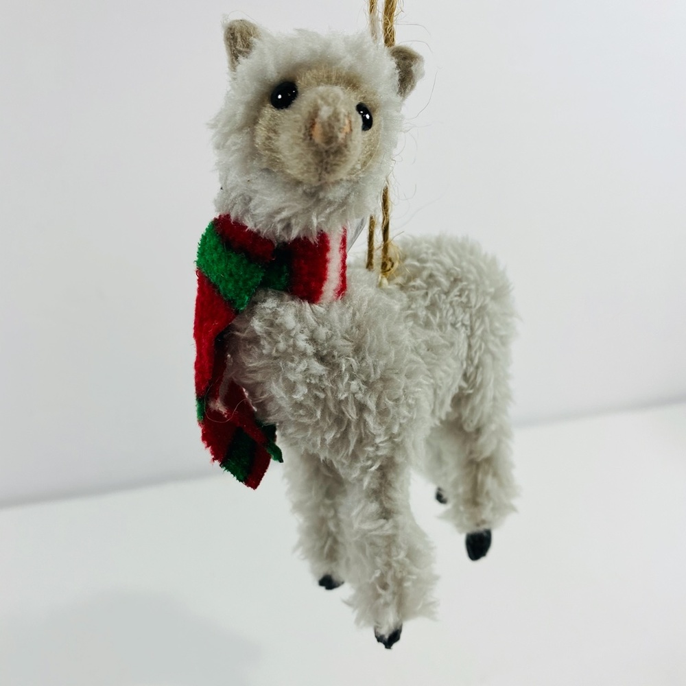 Christmas Ornament Llama Made Of Gray Faux Fur - Picture 1 of 4